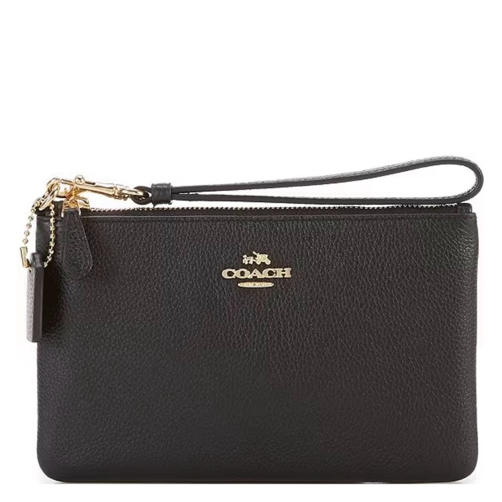 COACH Leather Zip Top Wristlet